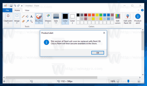 Paint Product Alert Button Windows 10