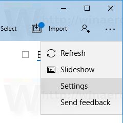 WIndows 10 Photos App Settings