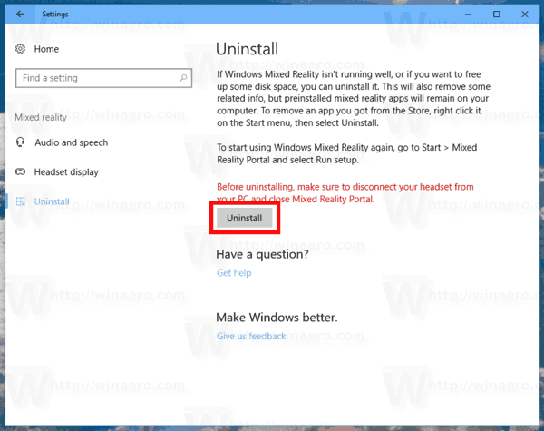 Windows 10 Удаление портала смешанной реальности