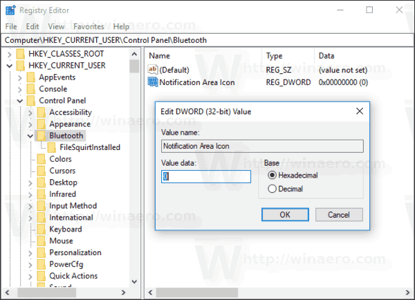 Windows 10 Remove Bluetooth Icon Registry