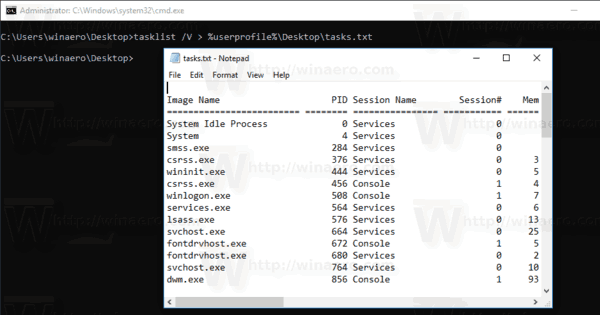 Command Prompt Task List Notepad