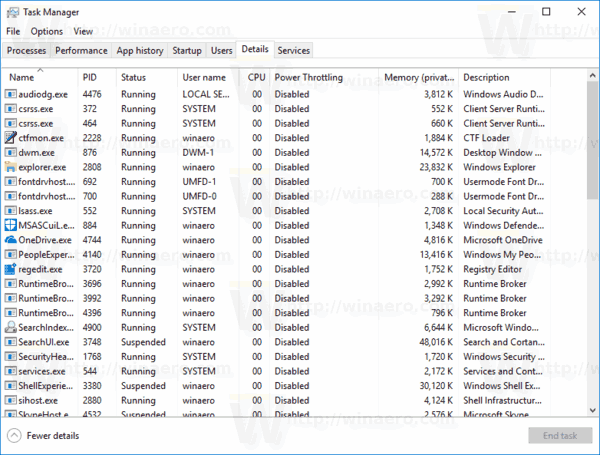 Task Manager Power Throttling