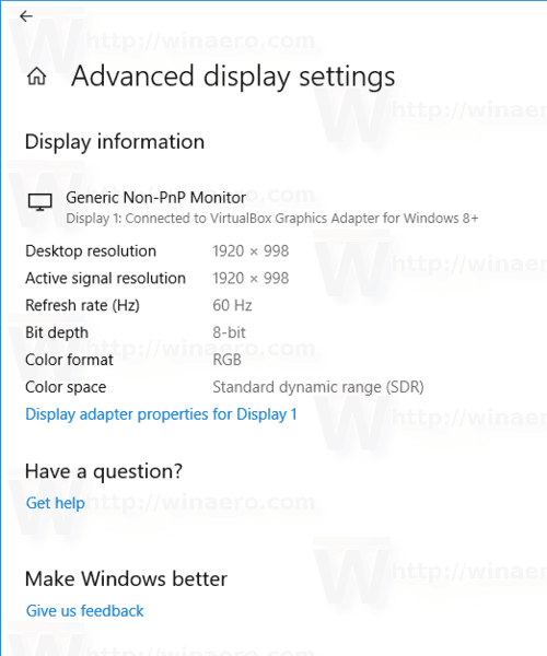 View Display Details In Windows 10