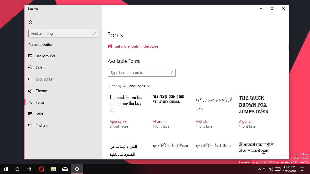 Control Panel Fonts