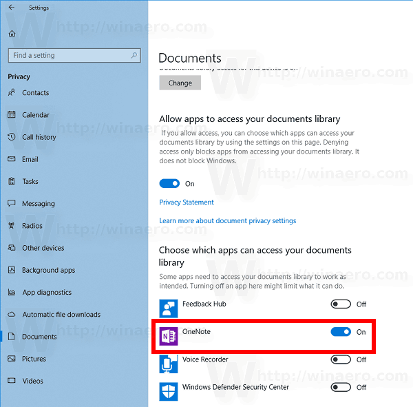 Enable Individual Apps Access To Documents