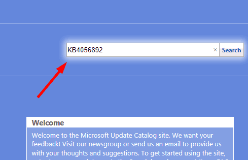 Enter KB Number To The Search Box