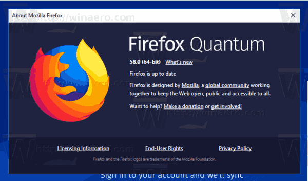 Баннер с логотипом Firefox 58
