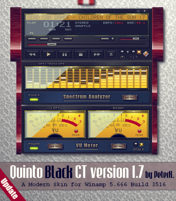 Quinto Black CT v1.7 for Winamp An external Spectrum Analyzer, and more