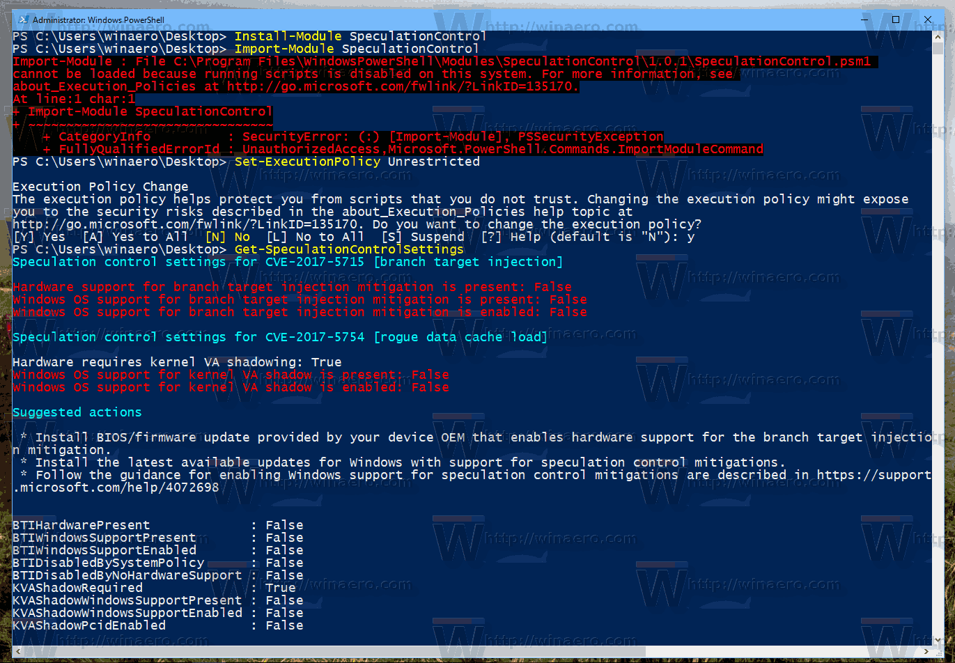 Windows 10 Check If PC Is Affected By CPU Vulnerabilities 