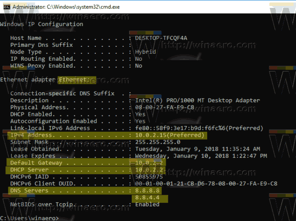 ip address subnet mask table