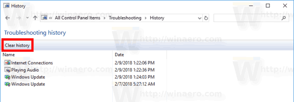 Clear Troubleshooting History Windows 10