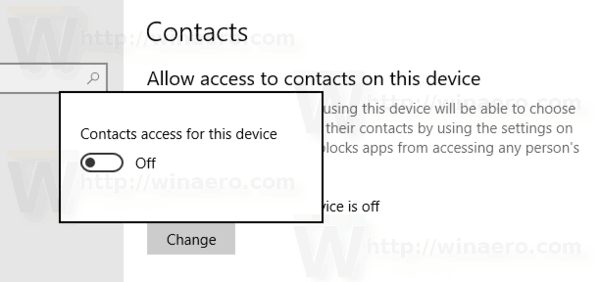 Disable App Access To Contacts In Windows 10