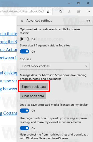 Export EPUB Book Data In Microsoft Edge