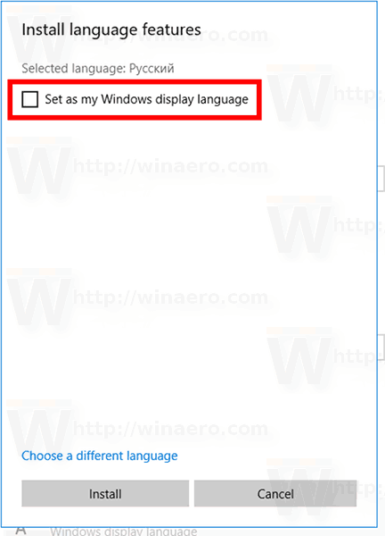 Установить язык в Windows 10