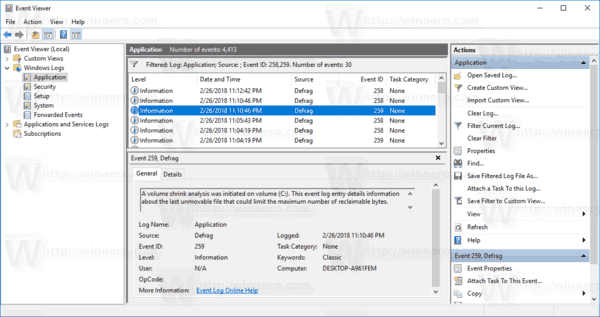 See Partition Shrink Log Details In Windows 10