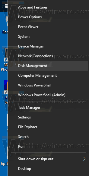 Win+X Menu Disk Management Command