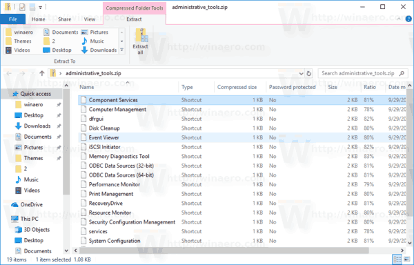 Windows 10 Administrative Tools Shortcuts