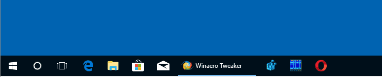 Ширина кнопки панели задач Windows 10 по умолчанию