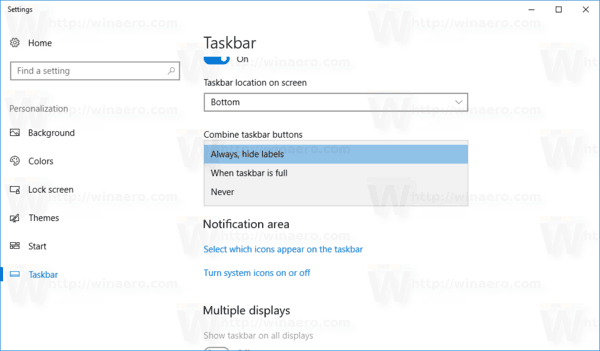 Windows 10 Disable Taskbar Groupping