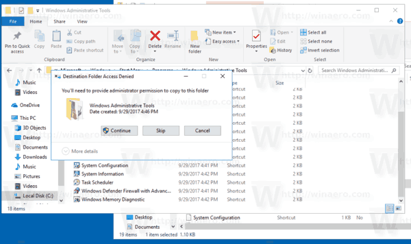 Windows 10 Restore Default Administrative Tools