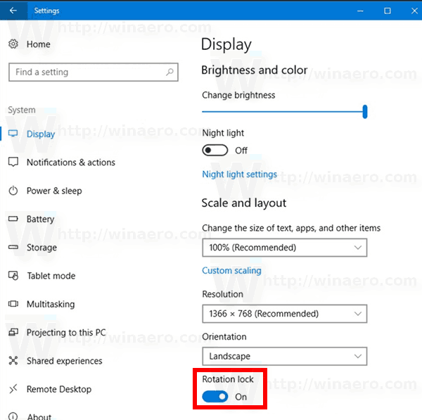 windows 10 screen rotation lock