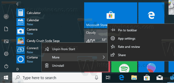 Windows 10 Start Context Menus