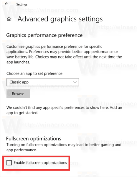 Windows 10 Disable Fullscreen Optimizations