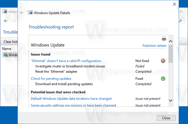 Windows 10 View Troubleshooting Details