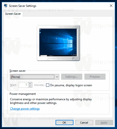 Classic Screensaver Dialog In Windows 10