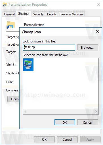 Personalization Shortcut Icon