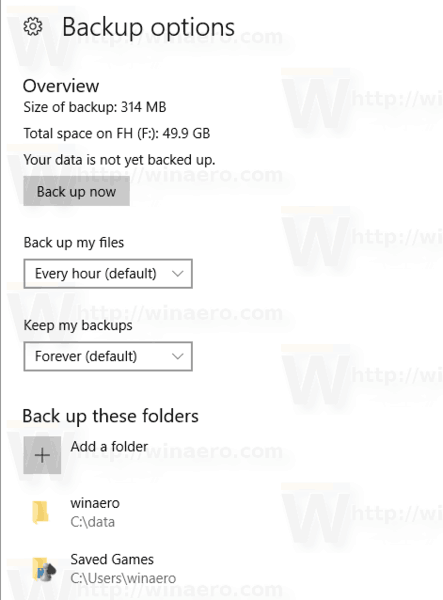 Add Folders To File History In Windows 10