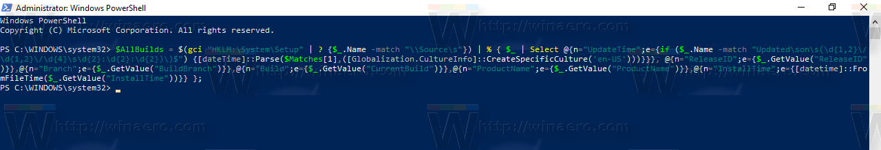 Build Upgrade History In PowerShell Command 1