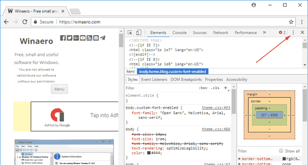 Chrome Open Developer Tools Menu Button