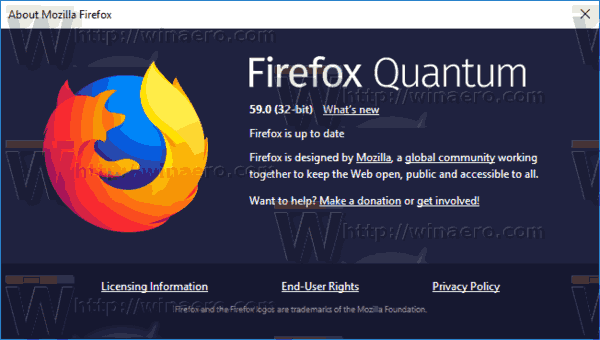 Firefox 59 О программе
