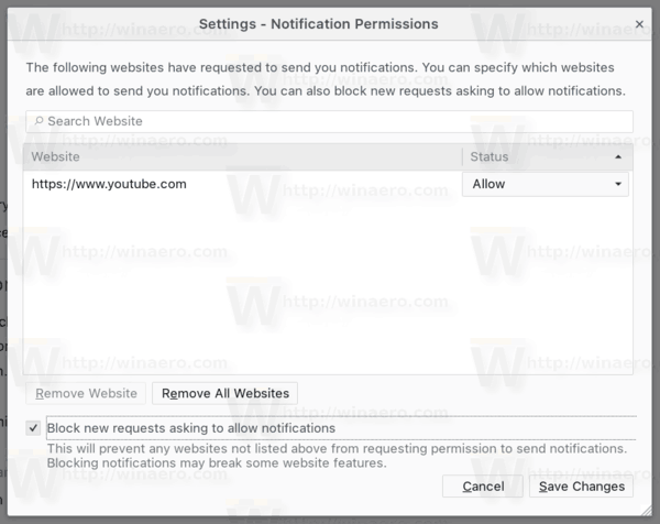 Firefox Notifications Enabled For Youtube