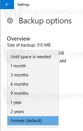 Keep File History In Windows 10
