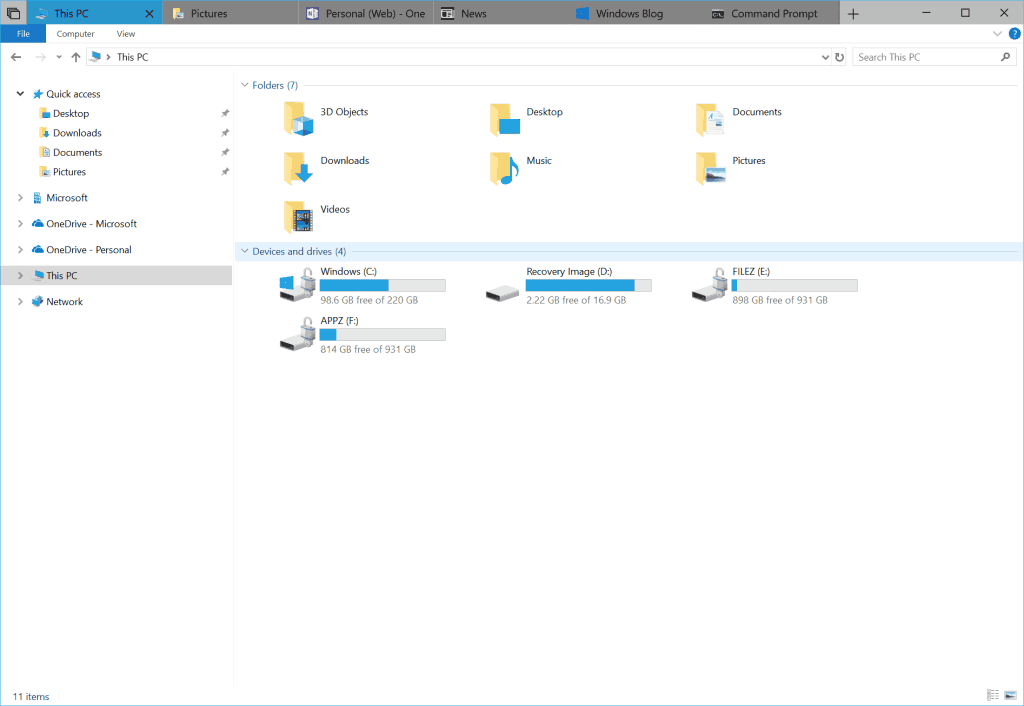 Sets Windows 10 Explorer