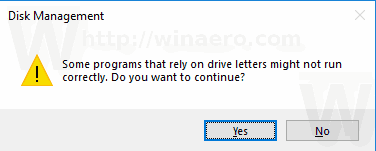 Windows 10 Confirm New Drive Letter