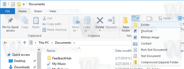 Windows 10 Default New Menu For Ribbon