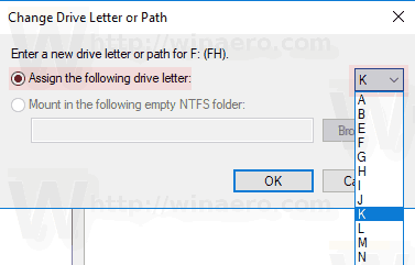 Windows 10 Select New Drive Letter