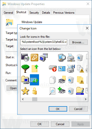 Windows 10 Windows Update Shortcut Icon