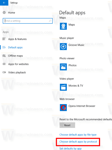 Windows 10 Choose Defaults Apps By Protocol