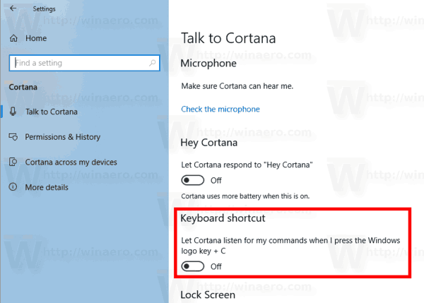 Windows 10 Cortana Keyboard Shortcut