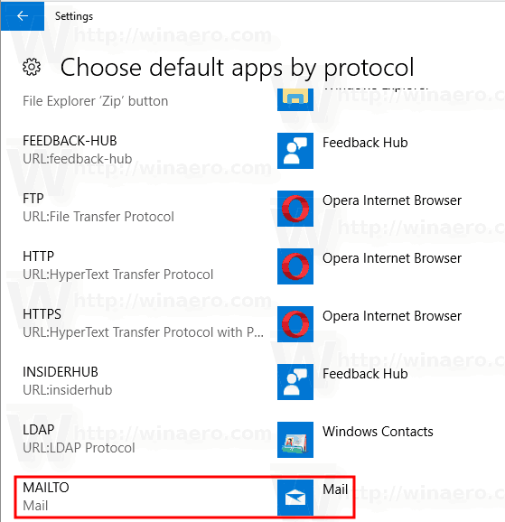 Windows 10 Выберите приложения по умолчанию по протоколу
