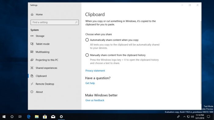 Cloud Clipboard is coming to Windows 10 RS5