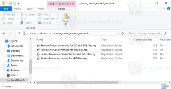 Registry Files For Mount Command In Windows 10