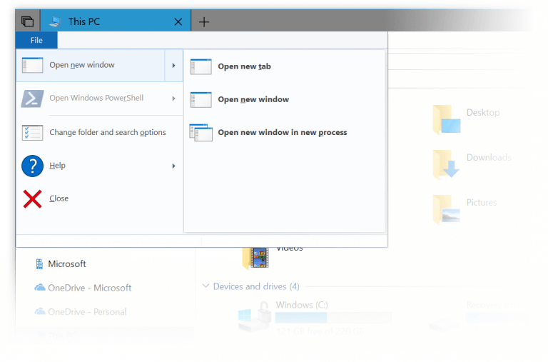 Sets New Tab File Explorer