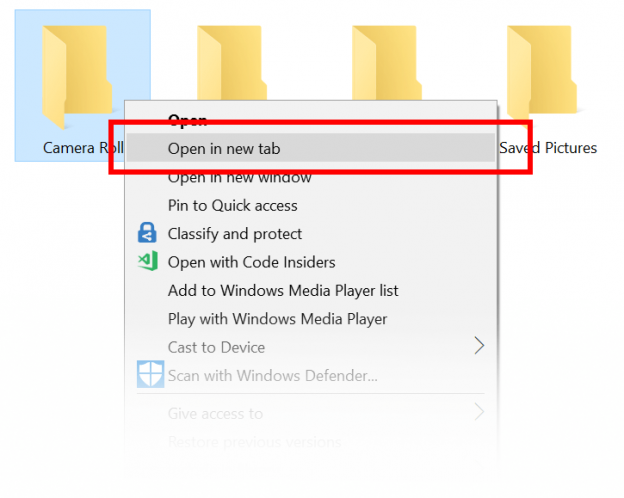 windows 10 file explorer open in new tab