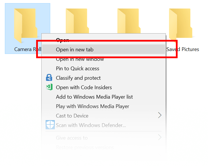 Sets Open Tab File Explorer Context Menu