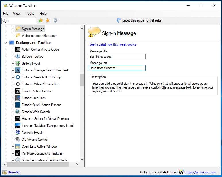 Winaero Tweaker 0.10 Sign In Message